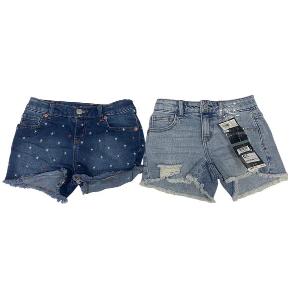 2 NWT New Art Class Girls Medium (7/8) Adjustable Waist Denim Blue Jean Shorts - Picture 1 of 5
